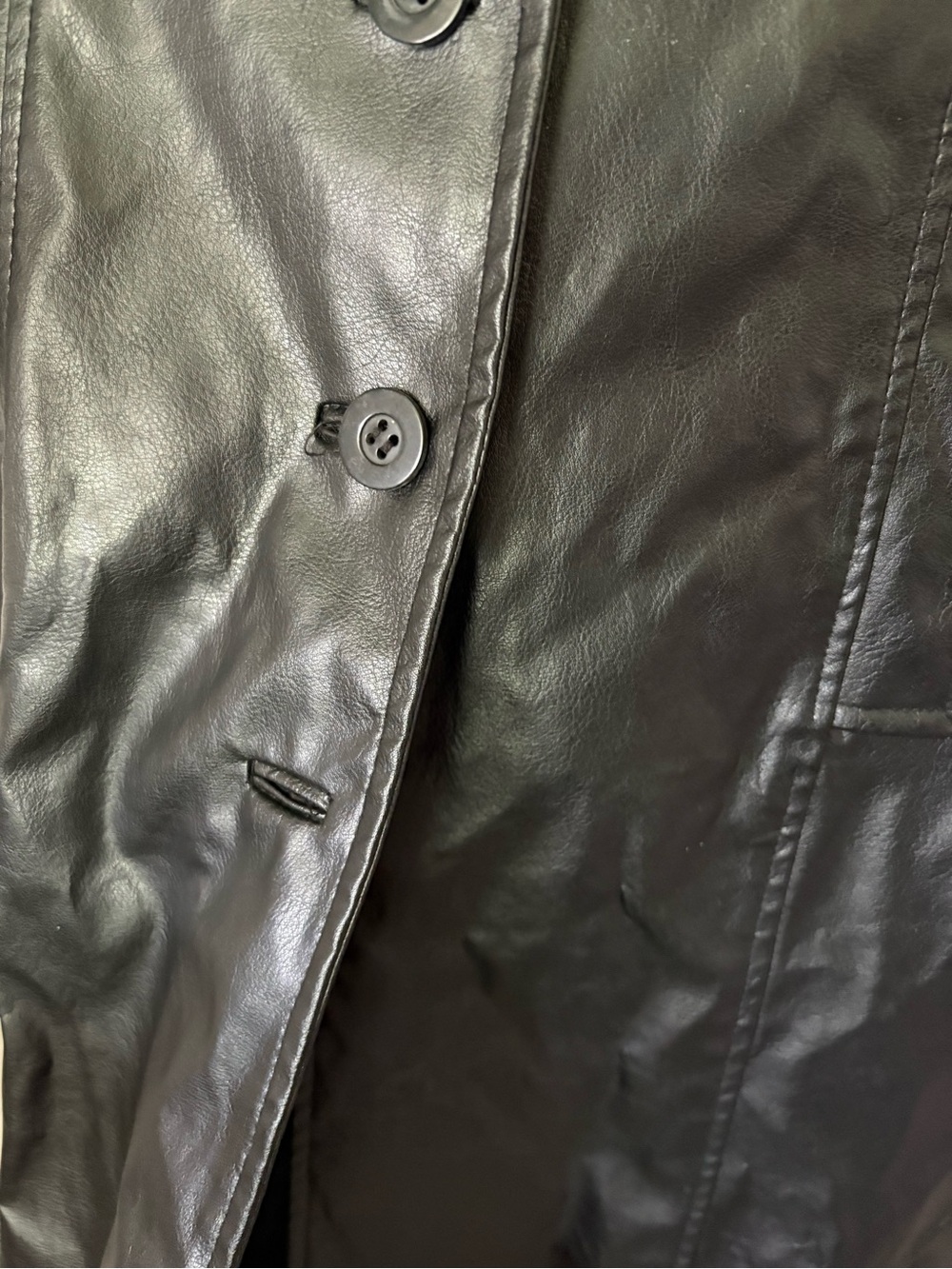 725 Black Long Leather Trench Coat - Women - Picture 3 of 4